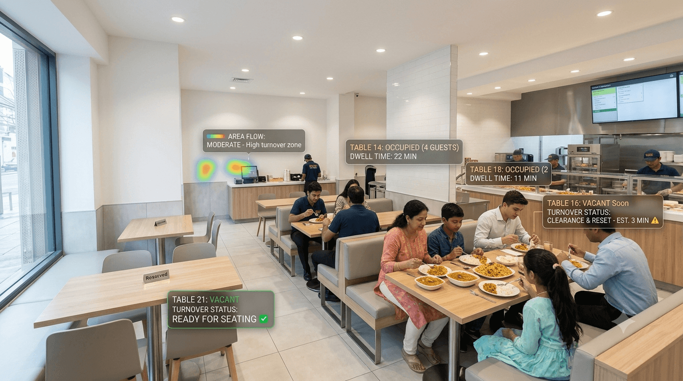 Table occupancy and turn analytics dashboard